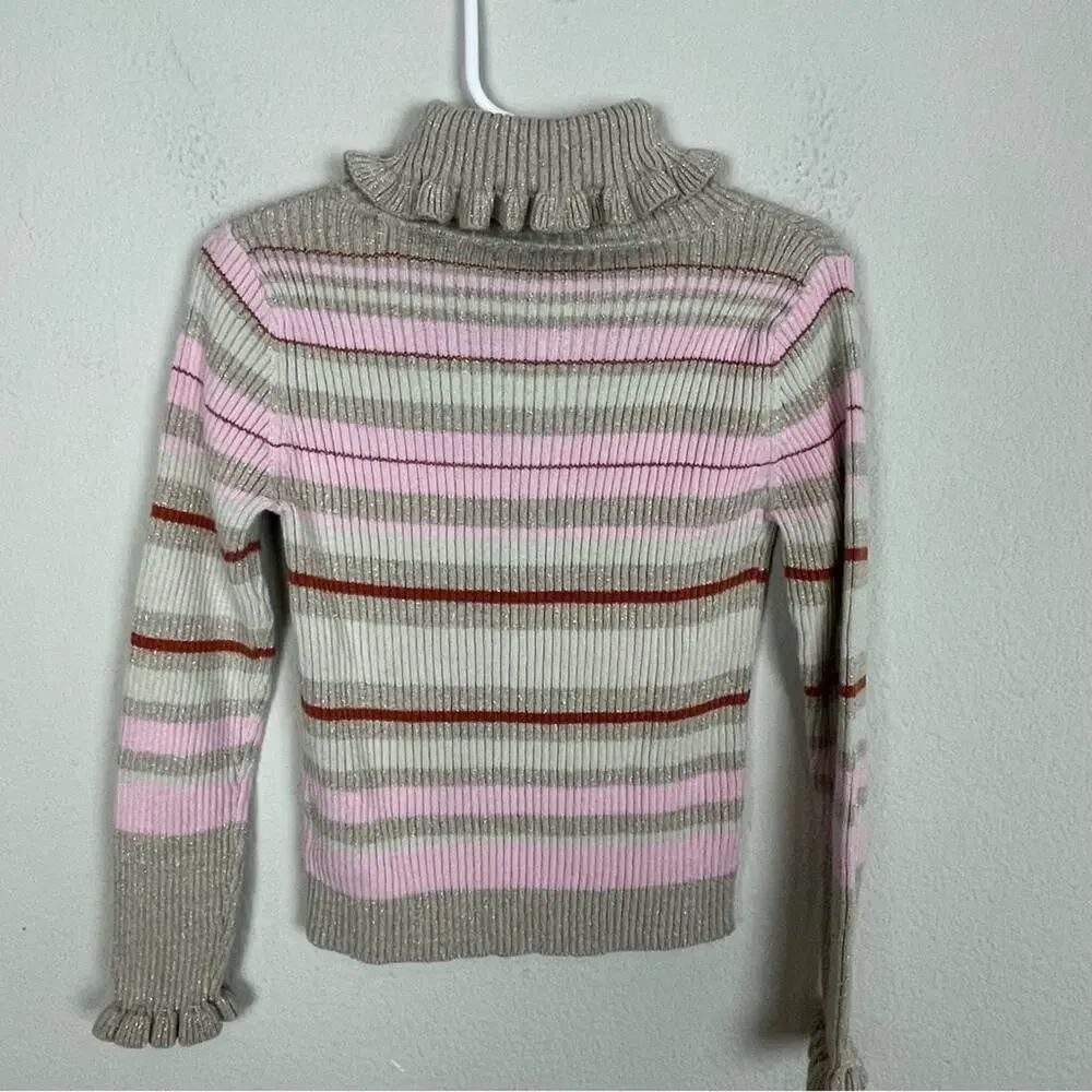 Tommy Bahama Tan Pink Sparkle Stripe Turtle Neck Sweater 5